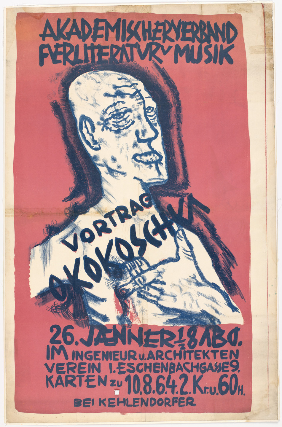 Oskar Kokoschka. Self-Portrait, Hand on Chest (Selbstbildnis, Hand auf der Brust). 1911-12, published 1912