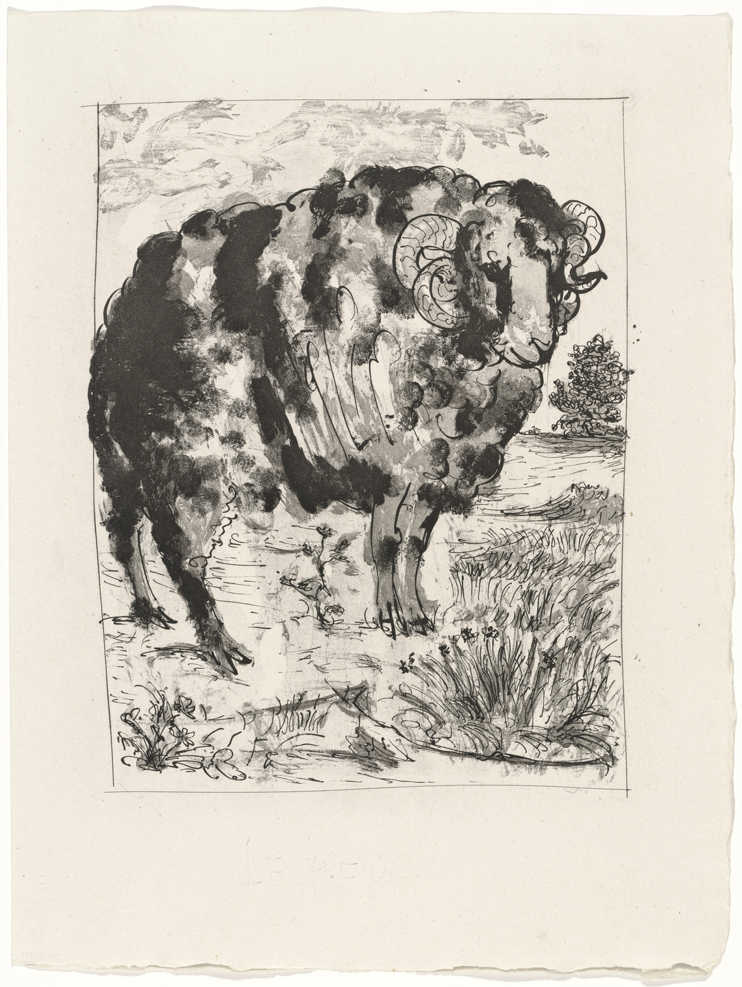 Pablo Picasso. The Ram (Le Bélier) from Eaux-fortes originale pour des textes de Buffon (Histoire naturelle). 1936, published 1942