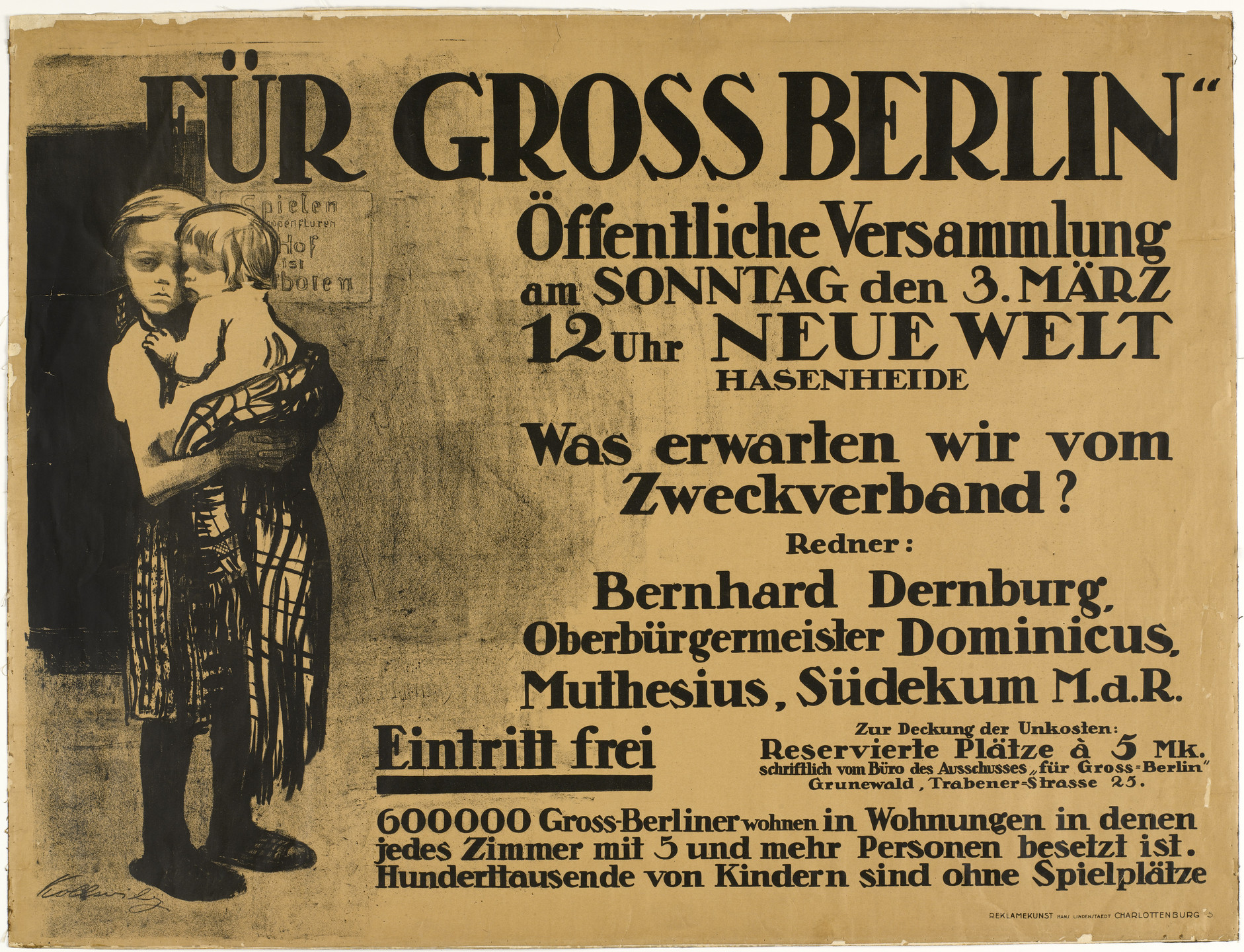 Käthe Kollwitz. For Greater Berlin (Für Gross Berlin). 1912