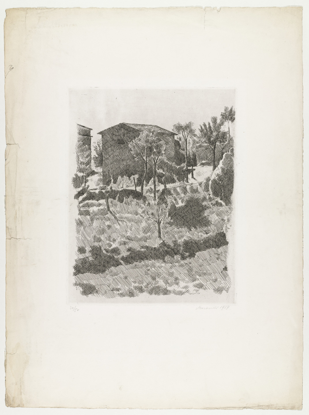 Giorgio Morandi. Hillside in the Morning. 1927, probably printed c. 1942