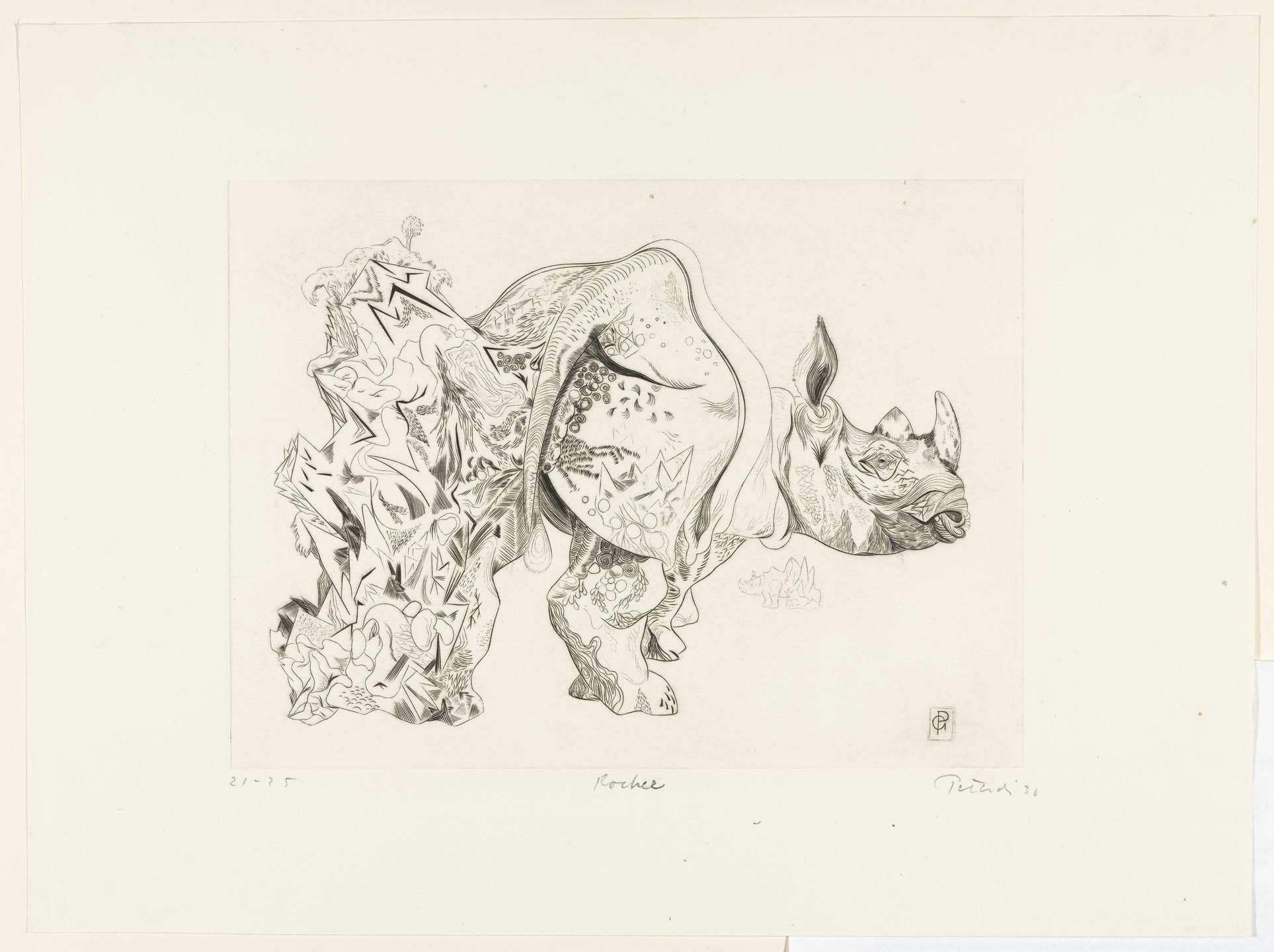 Gabor Peterdi. Rhinoceros. 1934, published 1936