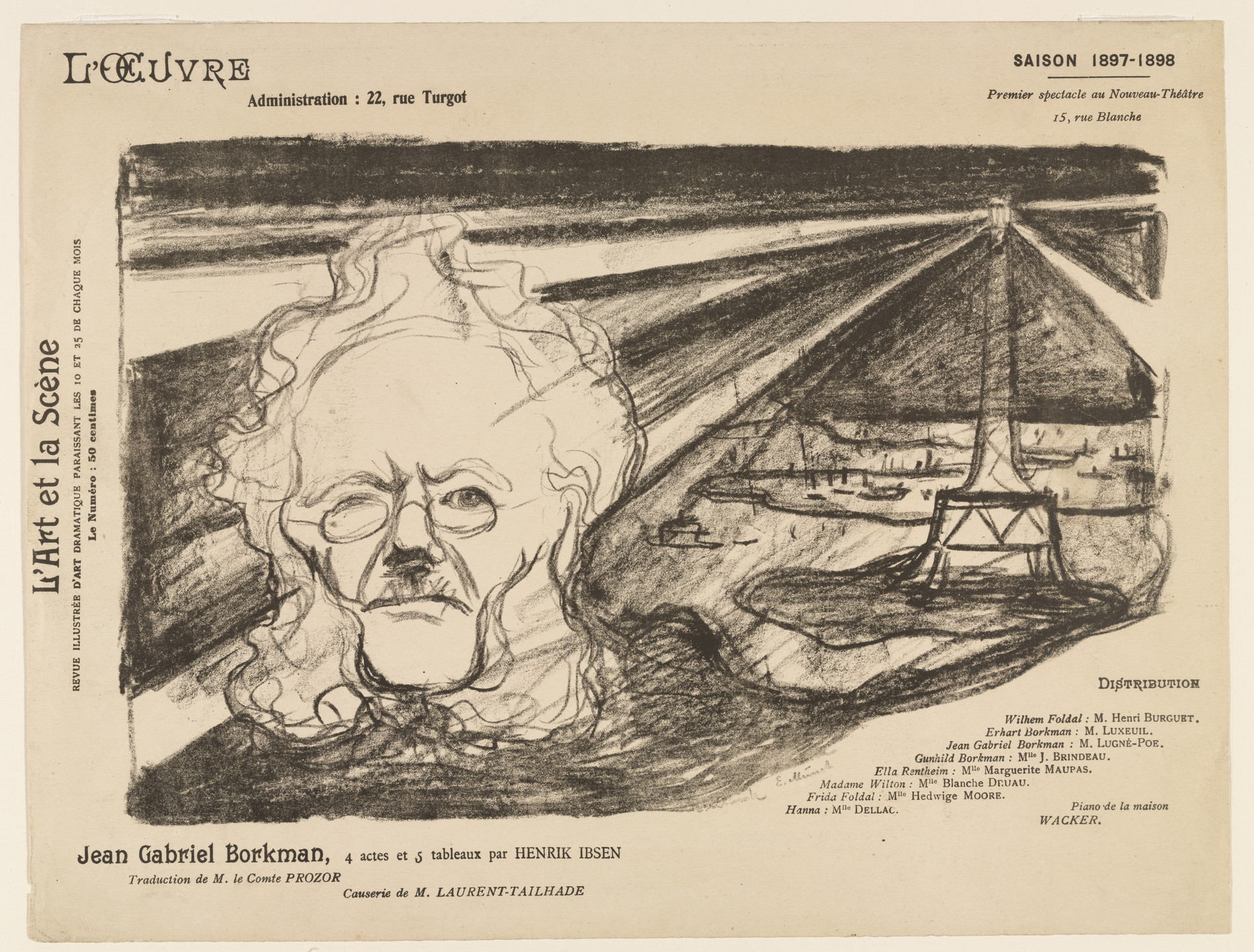 Edvard Munch. Theater program for Jean Gabriel Borkman. 1897-98