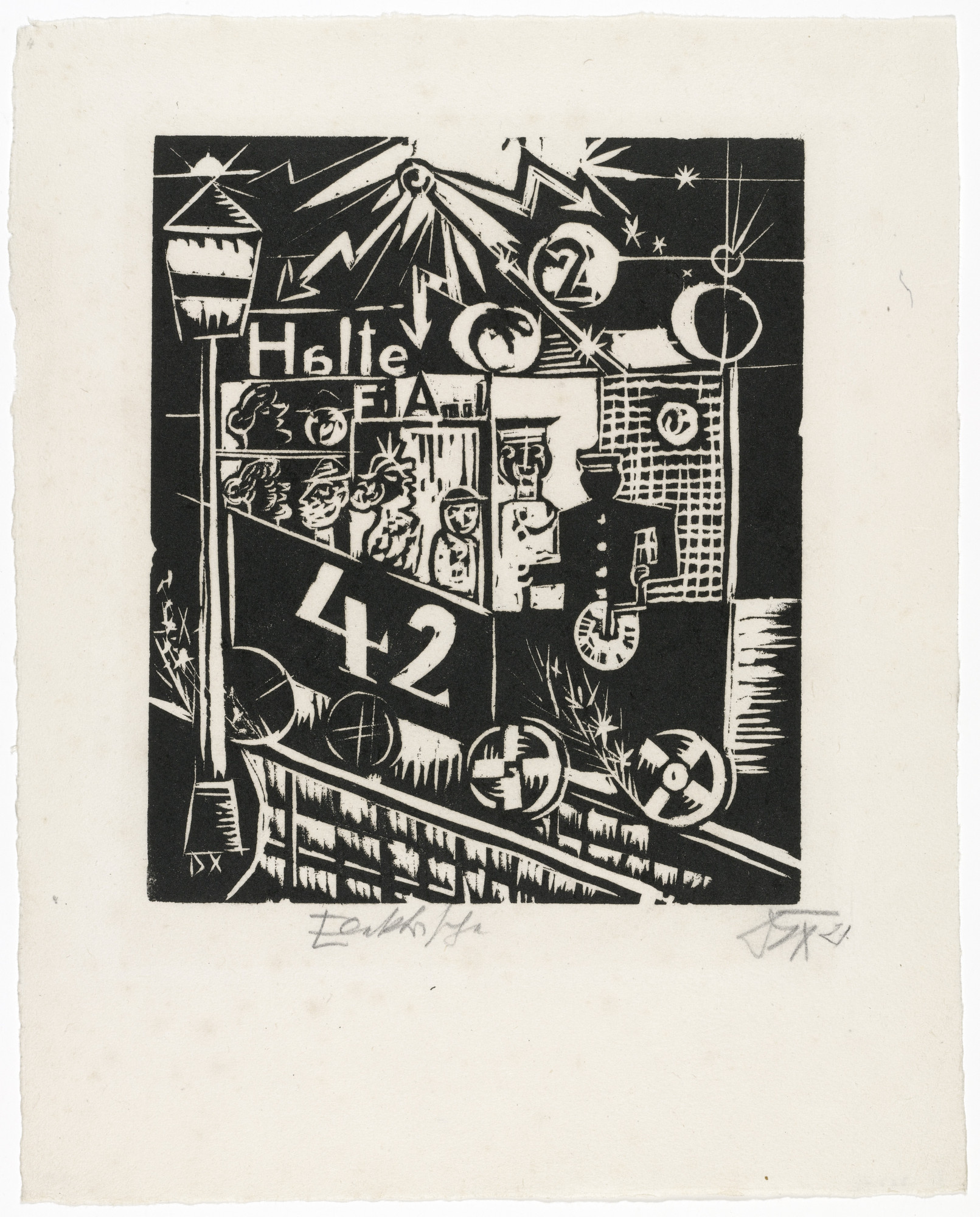 Otto Dix. Streetcar (Elektrische) from the portfolio Nine Woodcuts (Neun Holzschnitte)