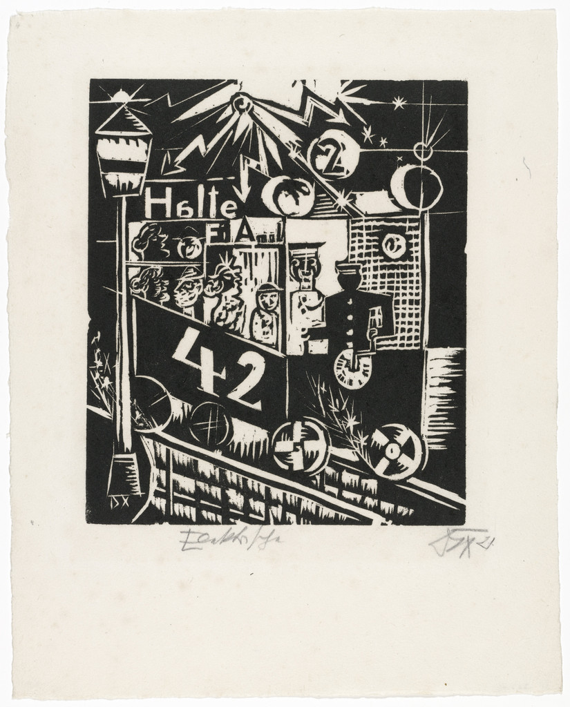 Streetcar (Elektrische) from the portfolio Nine Woodcuts (Neun Holzschnitte)