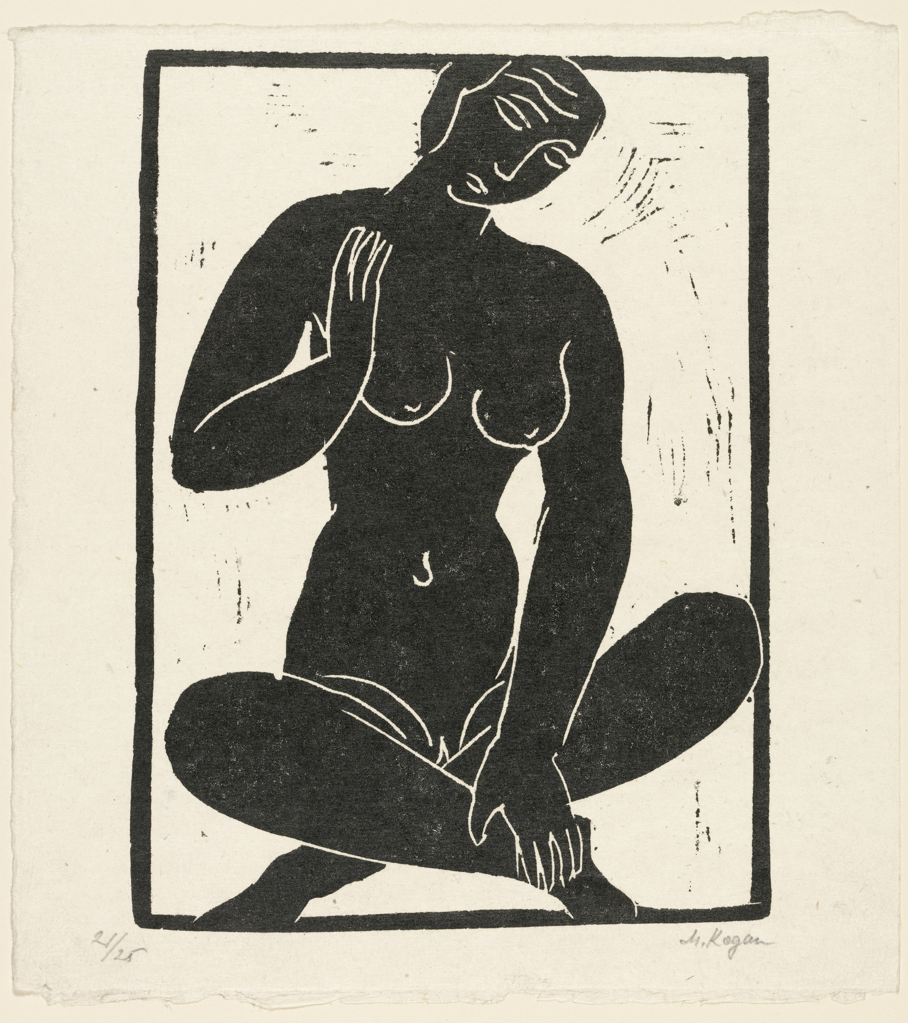 Moissey Kogan. Cross-Legged Female Nude
