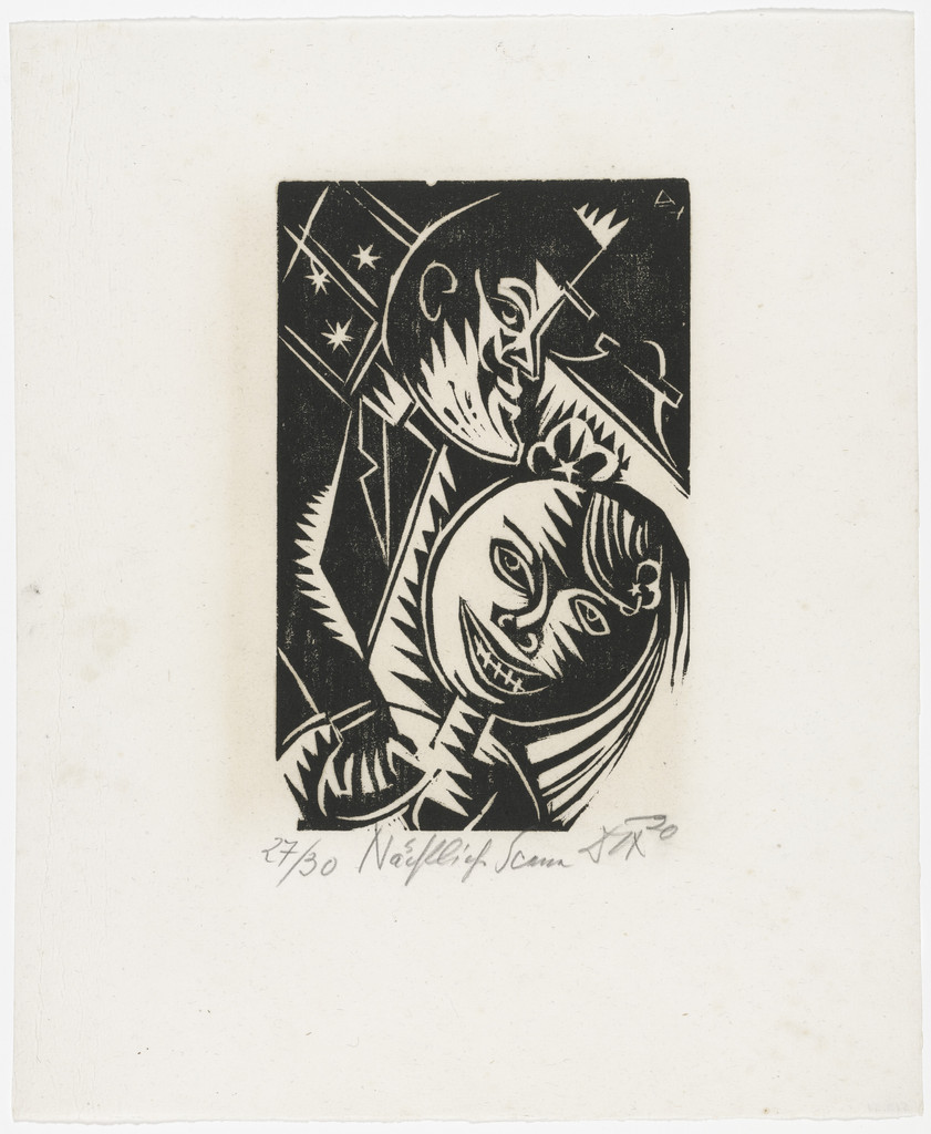 Man and Woman (Nocturnal Scene) [Mann und Weib (Nächtliche Szene)] from the portfolio Nine Woodcuts (Neun Holzschnitte), Otto Dix, 1919, dated 1920, published 1922