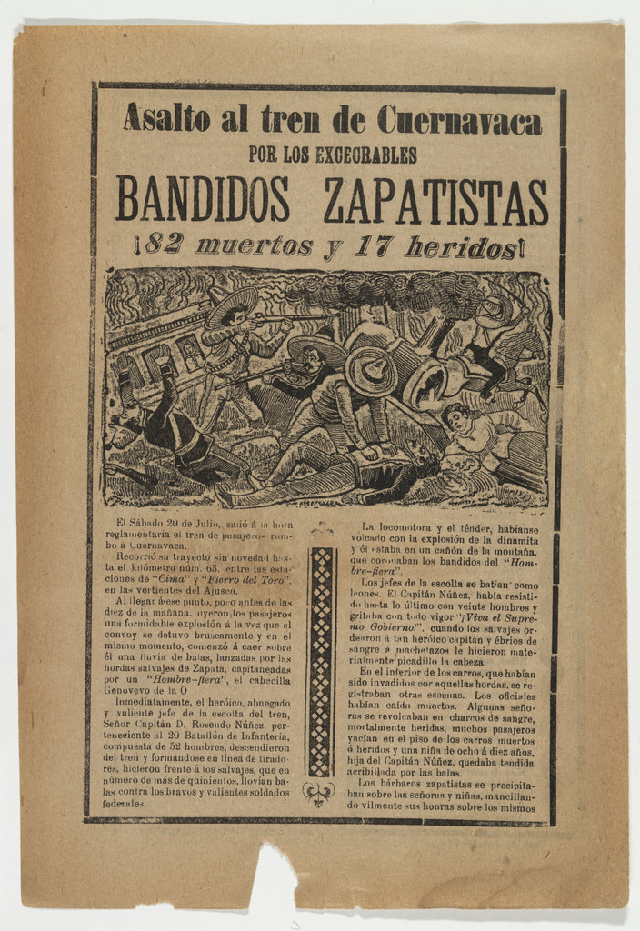 Assault on the Train from Cuernavaca by those execrable bandit Zapatistas (Asalto al tren de Cuernavaca por los excecrables bandidos Zapatistas)