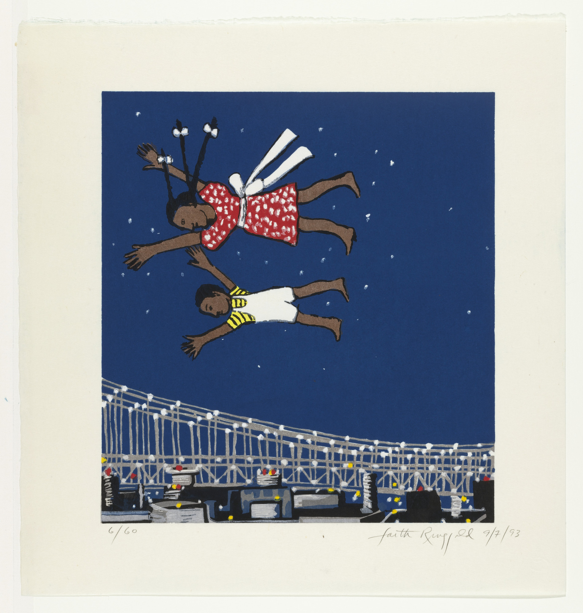 Faith Ringgold. Tar Beach Woodcut