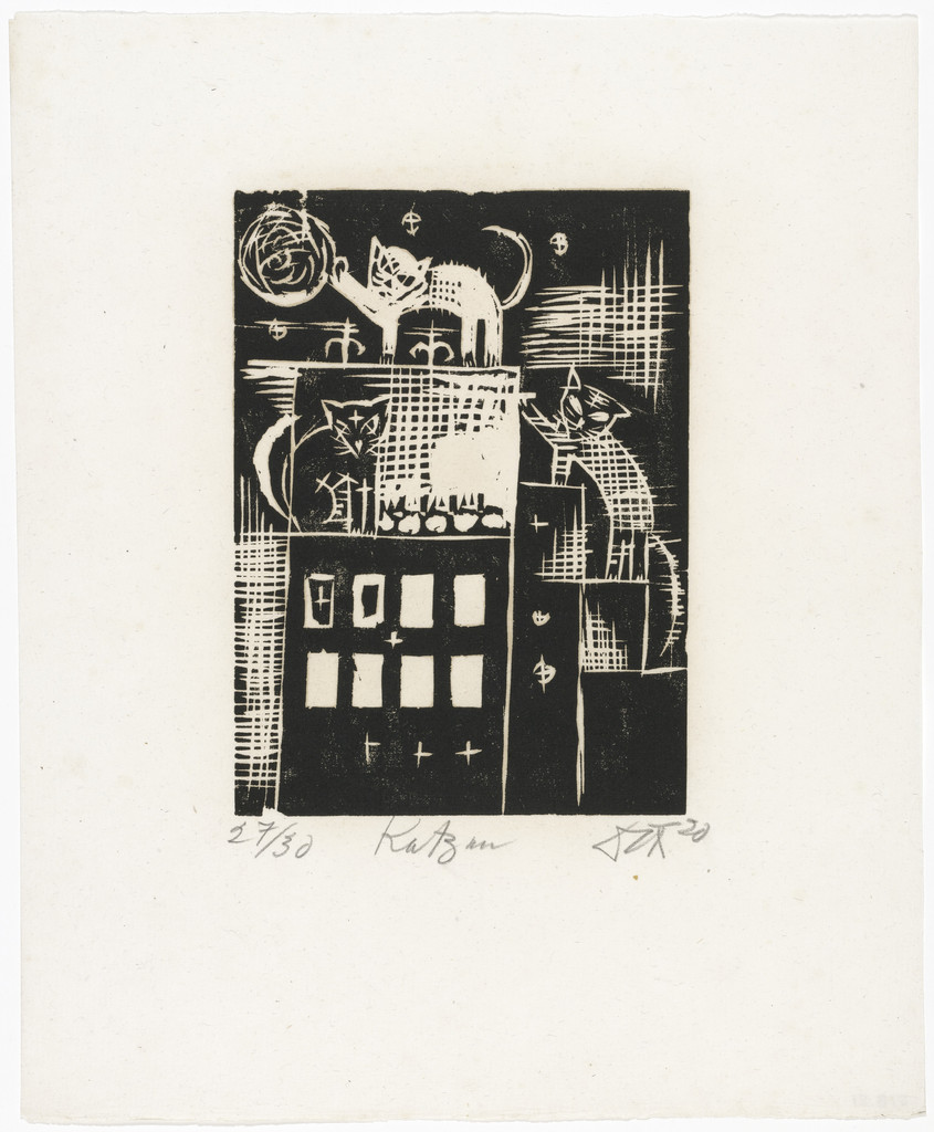 Cats (Katzen) from the portfolio Nine Woodcuts (Neun Holzschnitte)