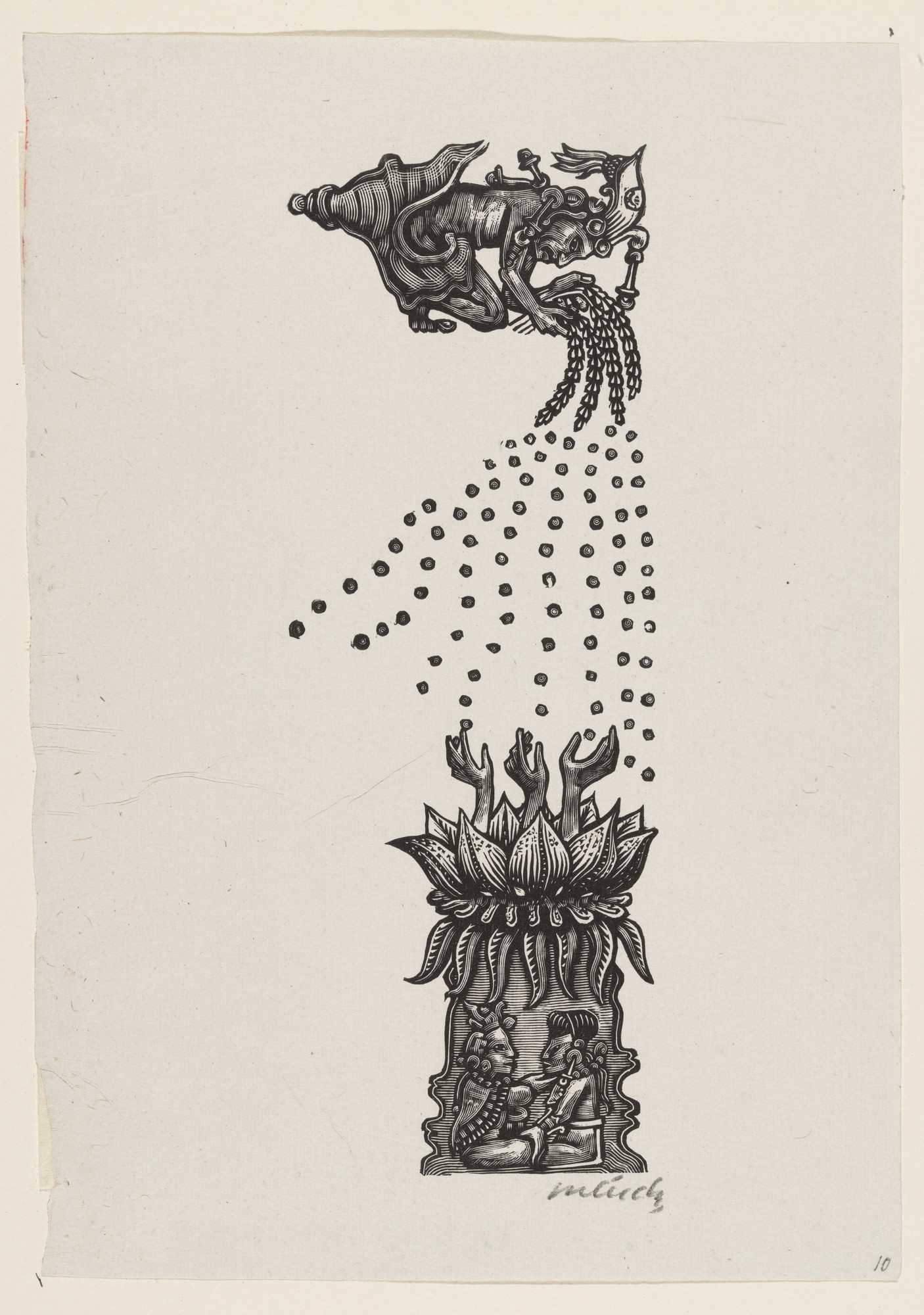 Leopoldo Méndez. Pollen (El Polen), plate 10, from the portfolio Méndez: 25 Prints [illustrations for the book "Incidentes Melódicos del Mundo Irracional" by Juan de la Cabada]
