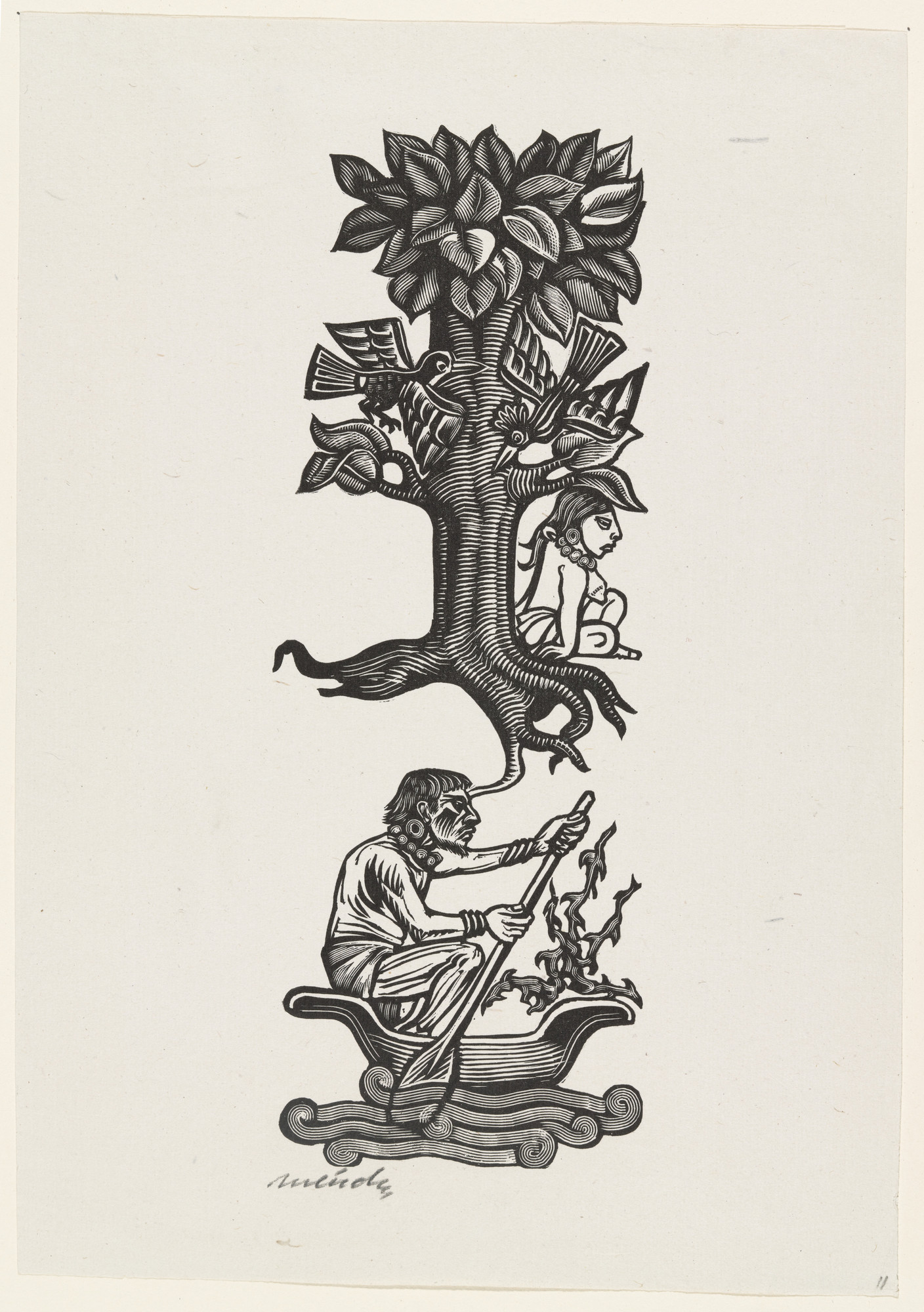 Leopoldo Méndez. Remembrance of Youthful Scenes, I (Recuerdo de las cosas de la juventad, I), plate 11, from the portfolio Méndez: 25 Prints [illustrations for the book "Incidentes Melódicos del Mundo Irracional" by Juan de la Cabada]nal)