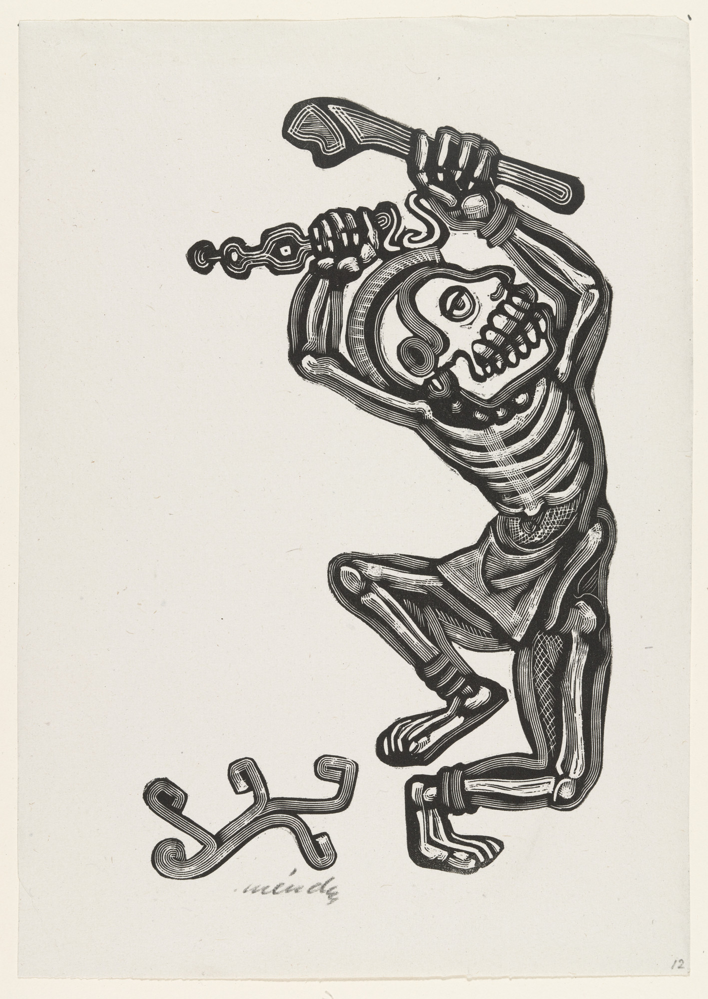 Leopoldo Méndez. Dance of Death, I (Danza de la muerte, I), plate 12, from the portfolio Méndez: 25 Prints [illustrations for the book "Incidentes Melódicos del Mundo Irracional" by Juan de la Cabada]