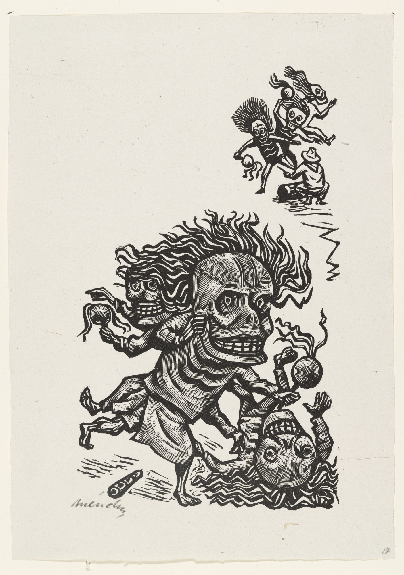 Leopoldo Méndez. Dance of Death II (Danza de la muerte II), plate 17, from the portfolio Méndez: 25 Prints [illustrations for the book "Incidentes Melódicos del Mundo Irracional" by Juan de la Cabada]