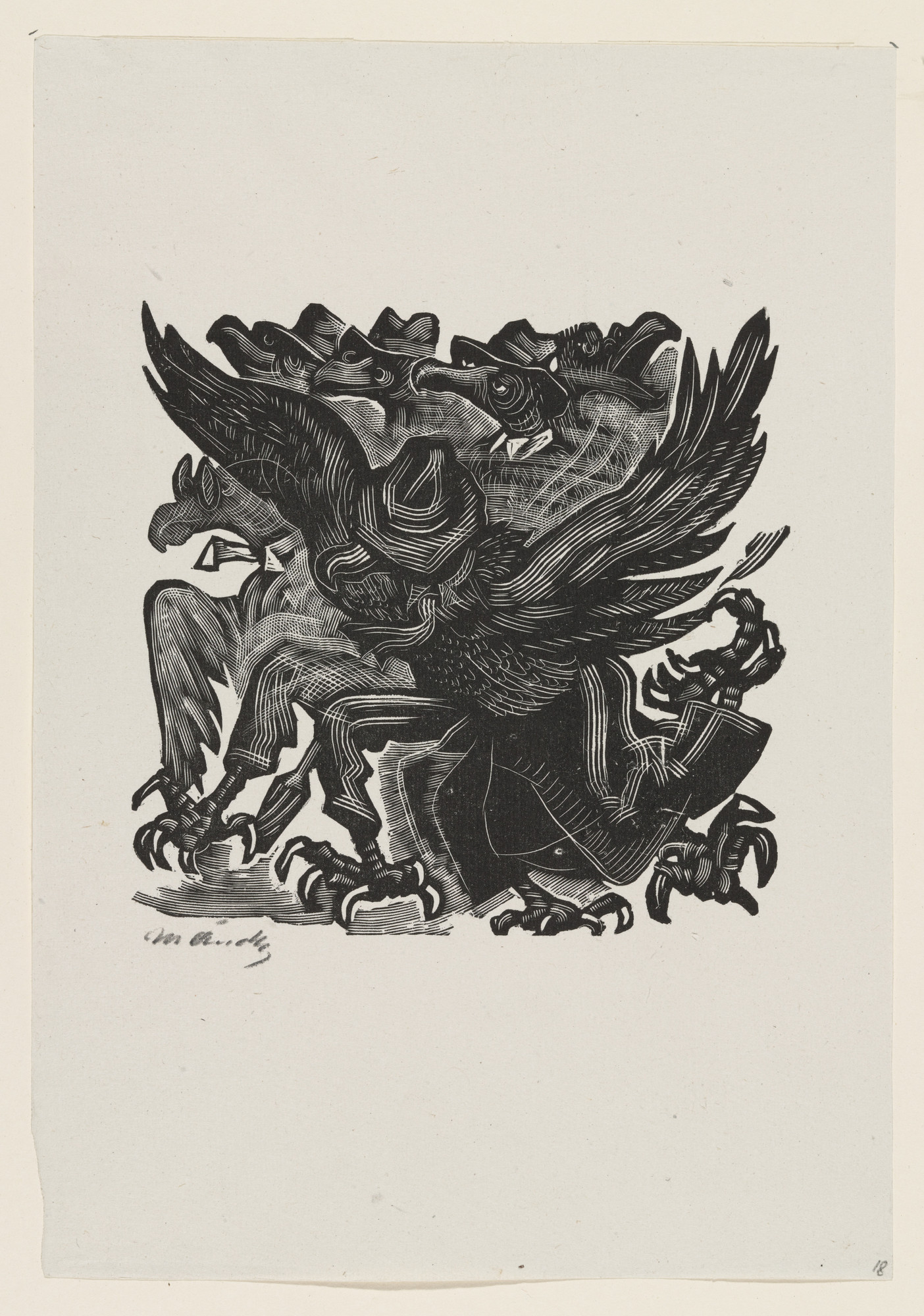 Leopoldo Méndez. The Capers of the Drunken Buzzard (Brincos del zopilote borracho), plate 18, from the portfolio Méndez: 25 Prints [illustrations for the book "Incidentes Melódicos del Mundo Irracional" by Juan de la Cabada]