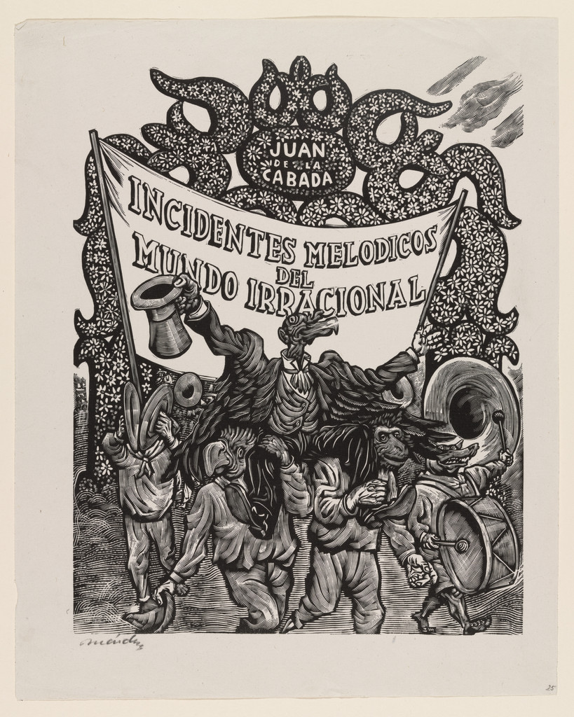 The Great Entrance, plate 25, from the portfolio Méndez: 25 Prints [illustrations for the book "Incidentes Melódicos del Mundo Irracional" by Juan de la Cabada]