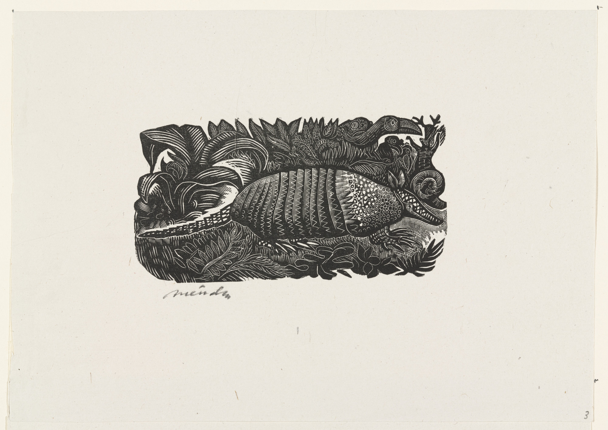 Leopoldo Méndez. The Armadillo (Armadillo), plate 3, from the portfolio Méndez: 25 Prints [illustrations for the book "Incidentes Melódicos del Mundo Irracional" by Juan de la Cabada]