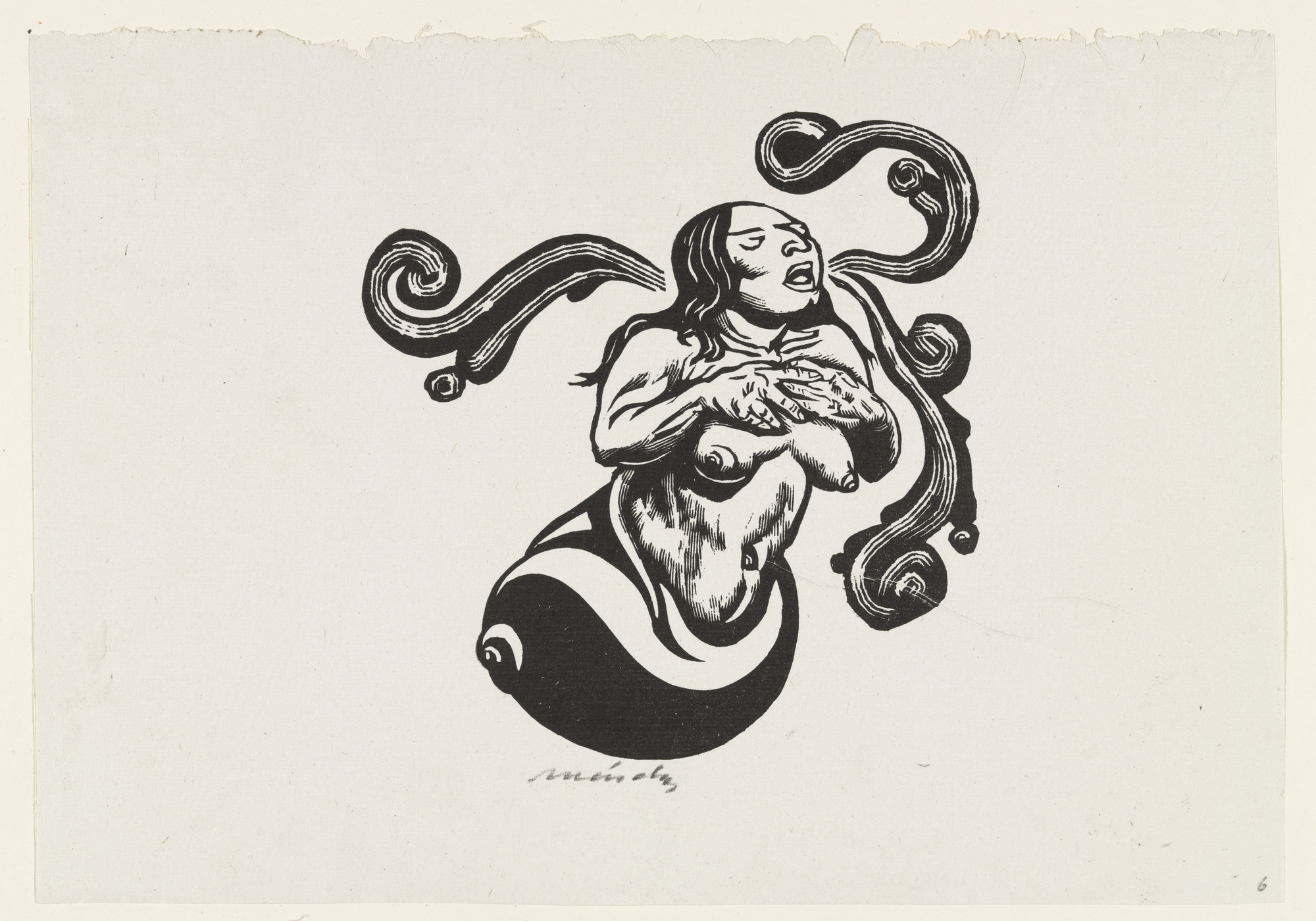 Leopoldo Méndez. The Reply of Madame Snail (Responsa de dona caracol), plate 6, from the portfolio Méndez: 25 Prints [illustrations for the book "Incidentes Melódicos del Mundo Irracional" by Juan de la Cabada]