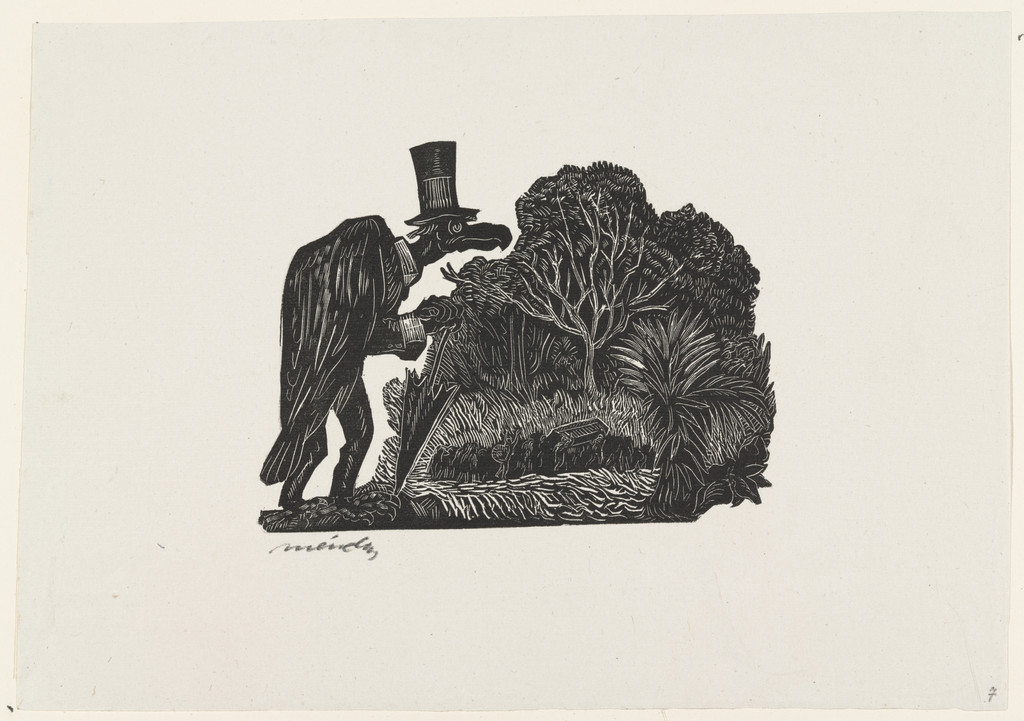 The Buzzard Waits to Devour the Victims (El Zopilote espera comerse los despojos), plate 7, from the portfolio Méndez: 25 Prints [illustrations for the book "Incidentes Melódicos del Mundo Irracional" by Juan de la Cabada]