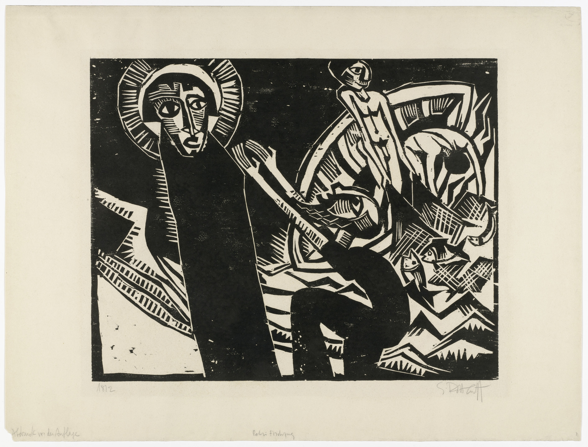 Karl Schmidt-Rottluff. The Miraculous Draught of Fishes (Petri Fischzug) from the portfolio 9 Woodcuts by Schmidt-Rottluff (9 Holzschnitte von Schmidt-Rottluff). 1918
