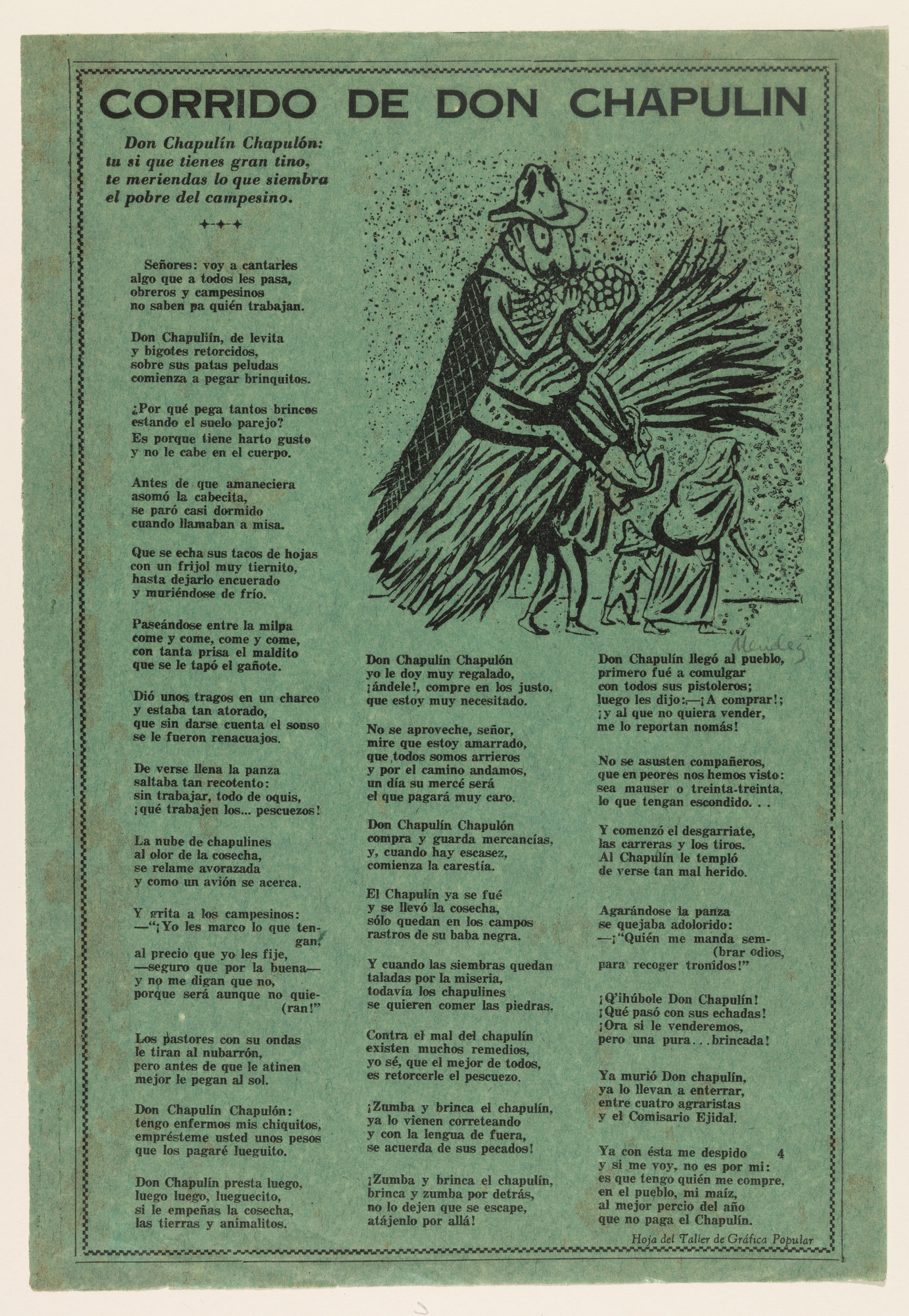 Leopoldo Méndez. Ballad of Don Chapulín [1] (Corrido de Don Chapulín [1])
