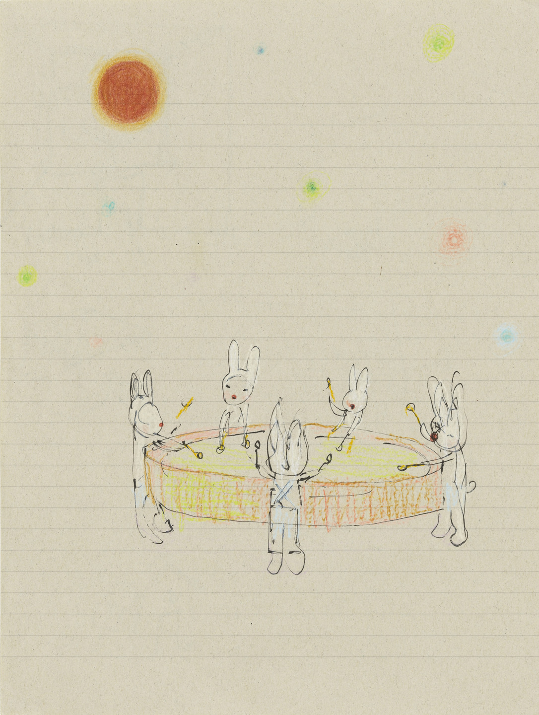 Yoshitomo Nara. Untitled (Drumming bunnies) from the series Time of My Life. 1992–2000