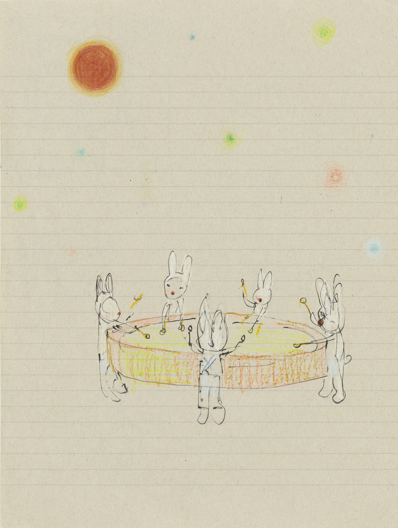 Yoshitomo Nara. Untitled (Drumming bunnies) from the series Time of My Life