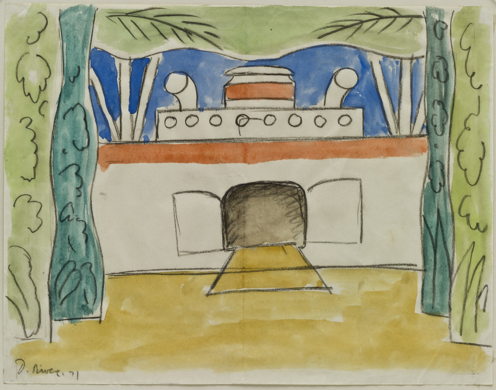 Set design for scene three of the ballet H.P. (Horsepower)