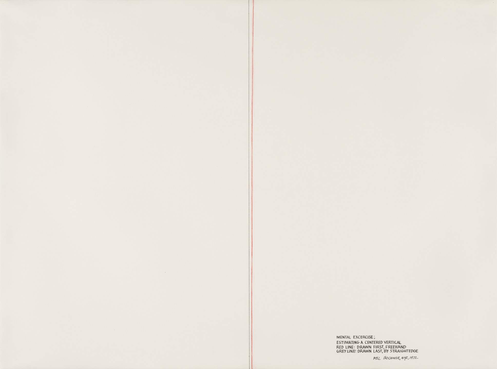 Mel Bochner. Mental Exercise: Estimating a Centered Vertical. 1972