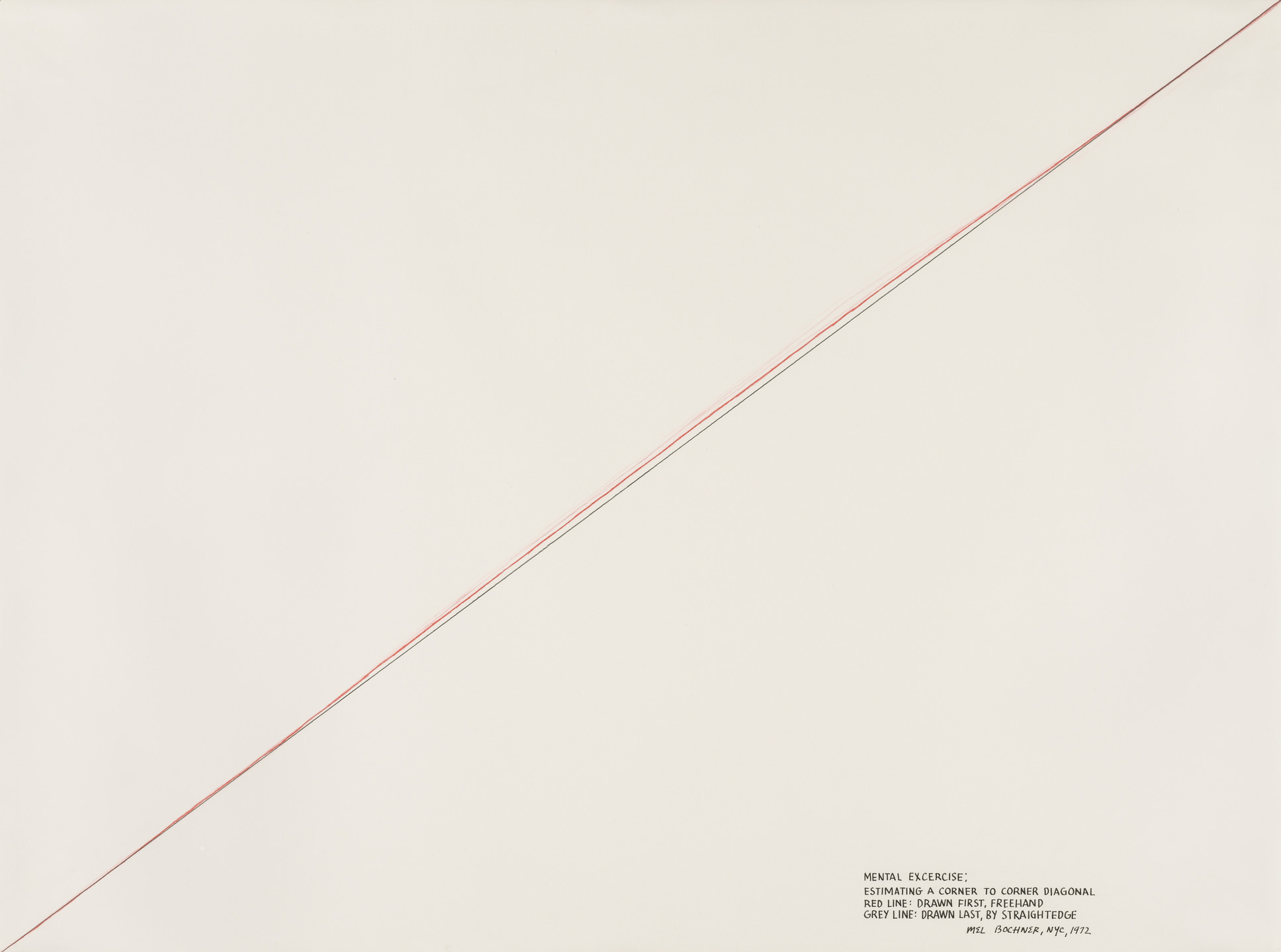 Mel Bochner. Mental Exercise: Estimating a Corner to Corner Diagonal. 1972