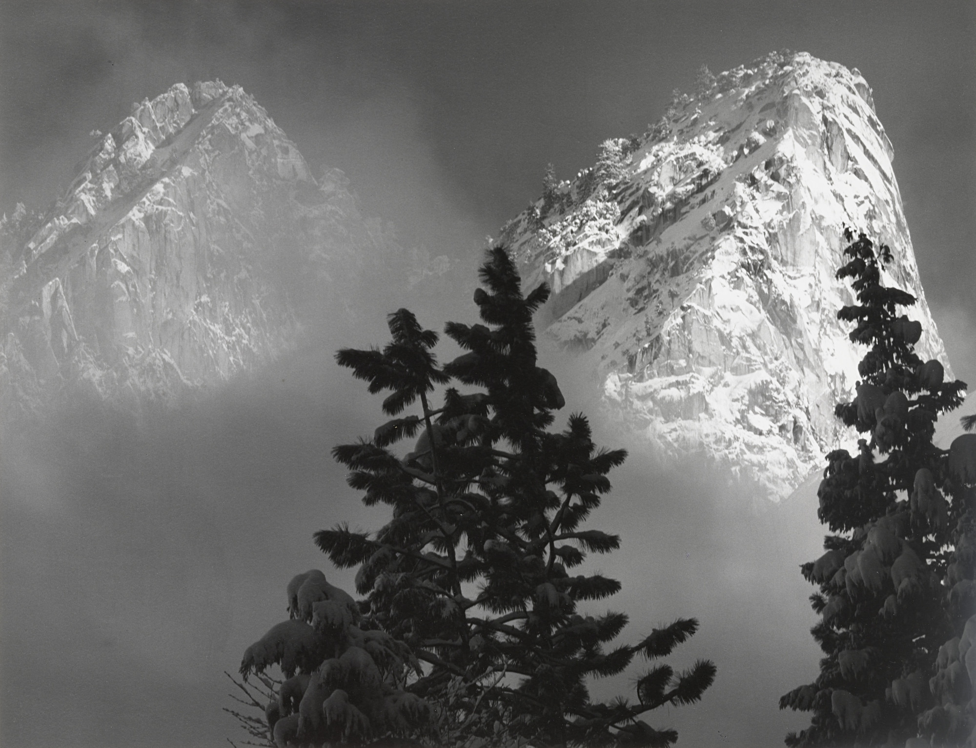 Ansel Adams. Eagle Peak and Middle Brother, Winter, Yosemite Valley, California