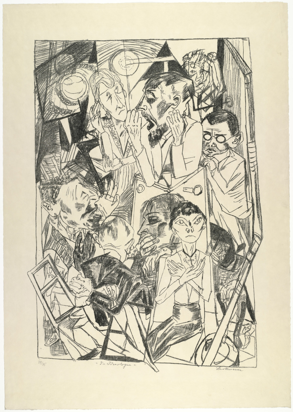 Max Beckmann. The Ideologists (plate 6) [Die Ideologen (Blatt 6)] from Hell (Die Hölle). 1919