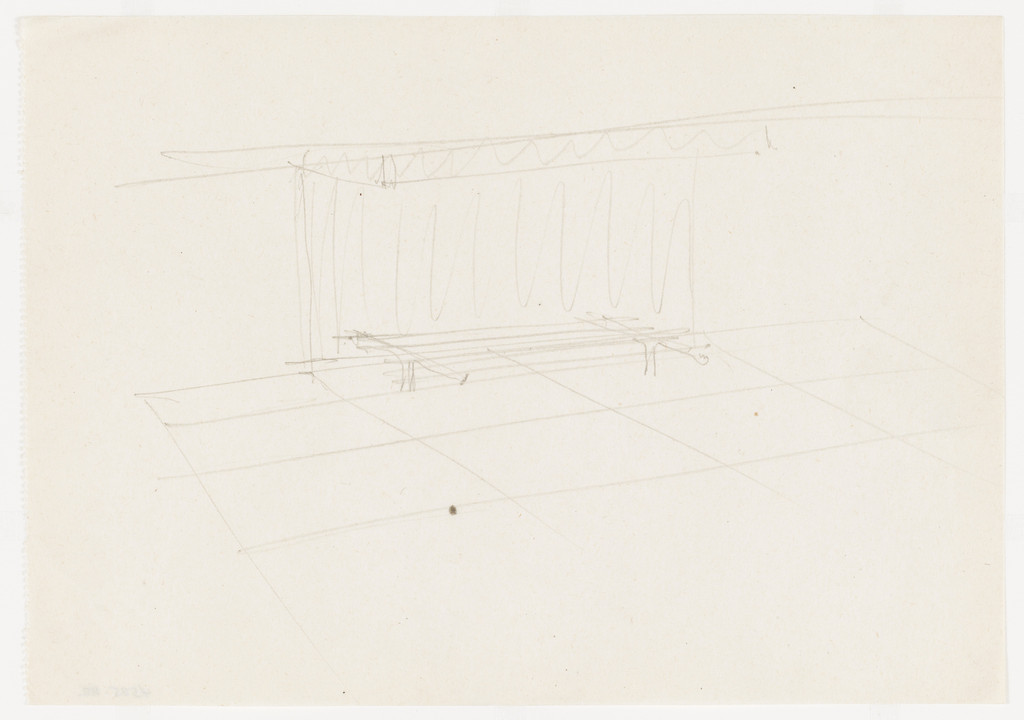 Farnsworth House, Plano, Illinois (Fireplace.  Perspective)