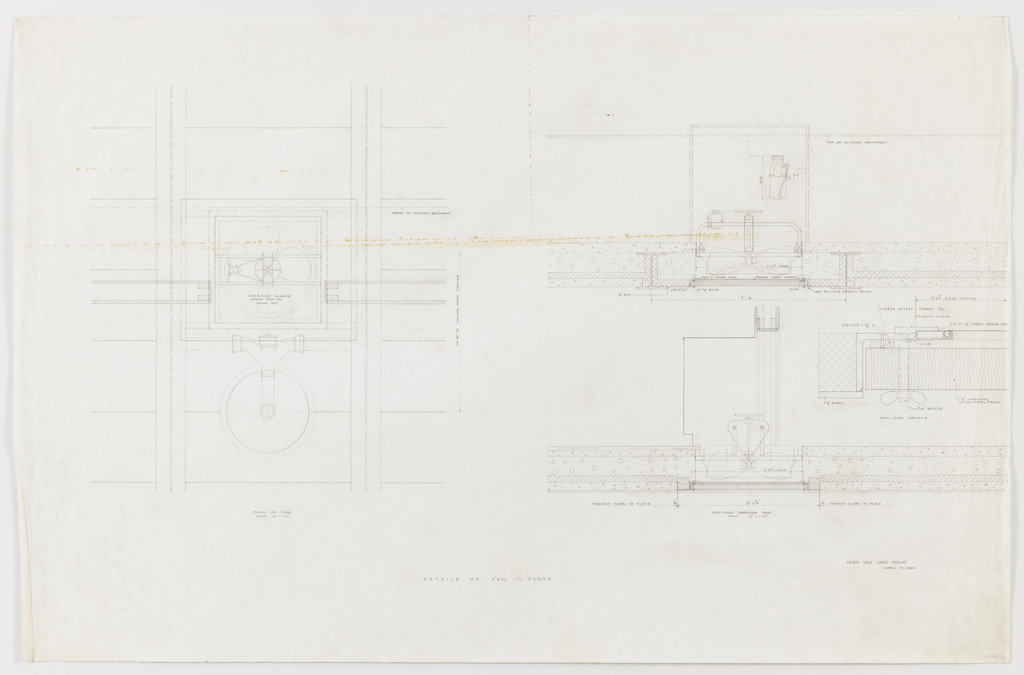 Farnsworth House, Plano, Illinois (Details of fan in floor)