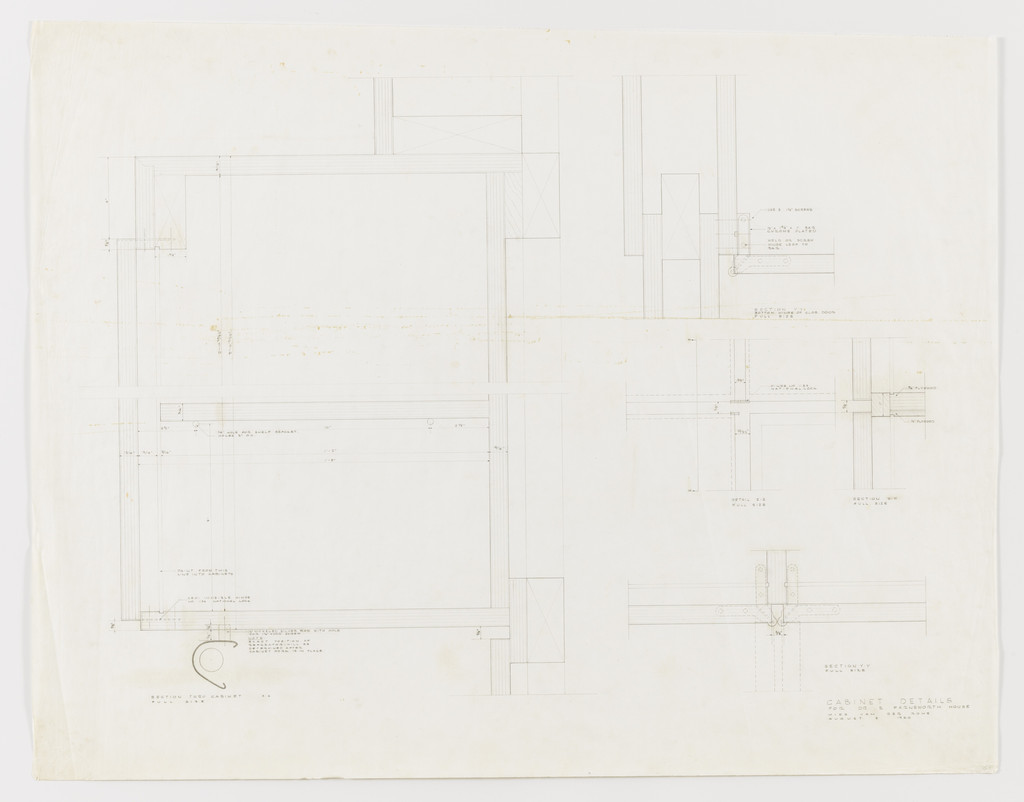 Farnsworth House, Plano, Illinois (Cabinet details. Sections.)