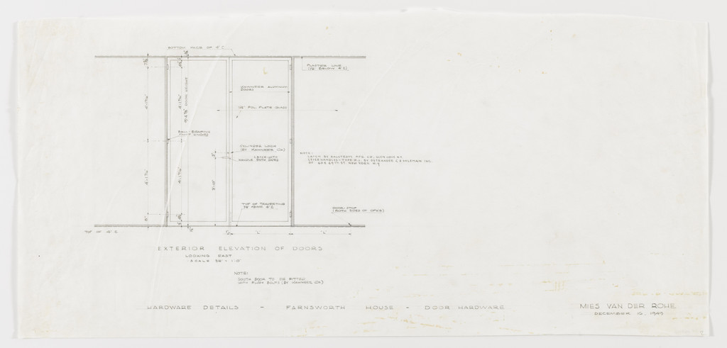 Farnsworth House, Plano, Illinois (Exterior elevation of doors)