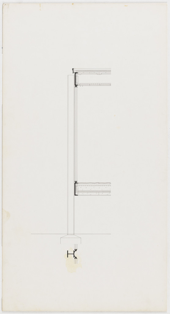 Farnsworth House, Plano, Illinois (Partial vertical section and horizontal section at column.)