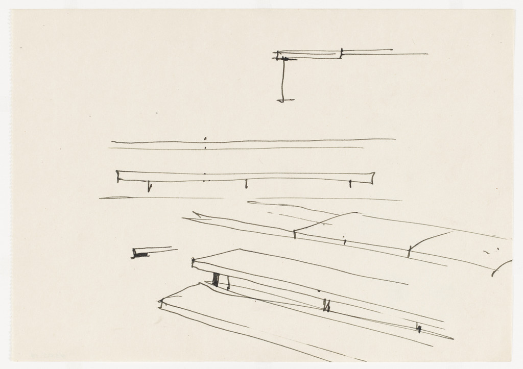 Farnsworth House, Plano, Illinois (Steps.  Perspective, elevation)