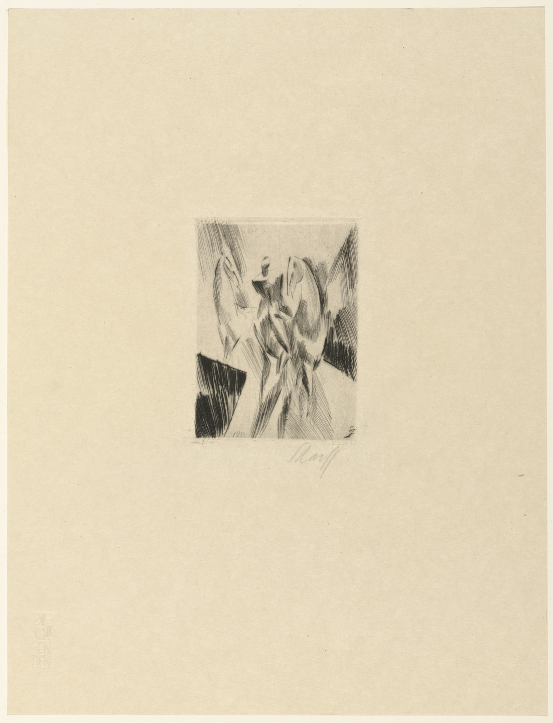 Edwin Scharff. Rider (Reiter) from the periodical in portfolio form Die Schaffenden, vol. 1, no. 2 (1919). 1918, published 1919