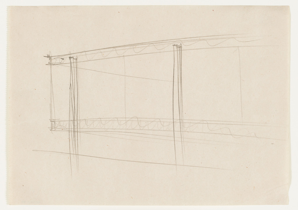 Farnsworth House, Plano, Illinois (Exterior perspective sketch)