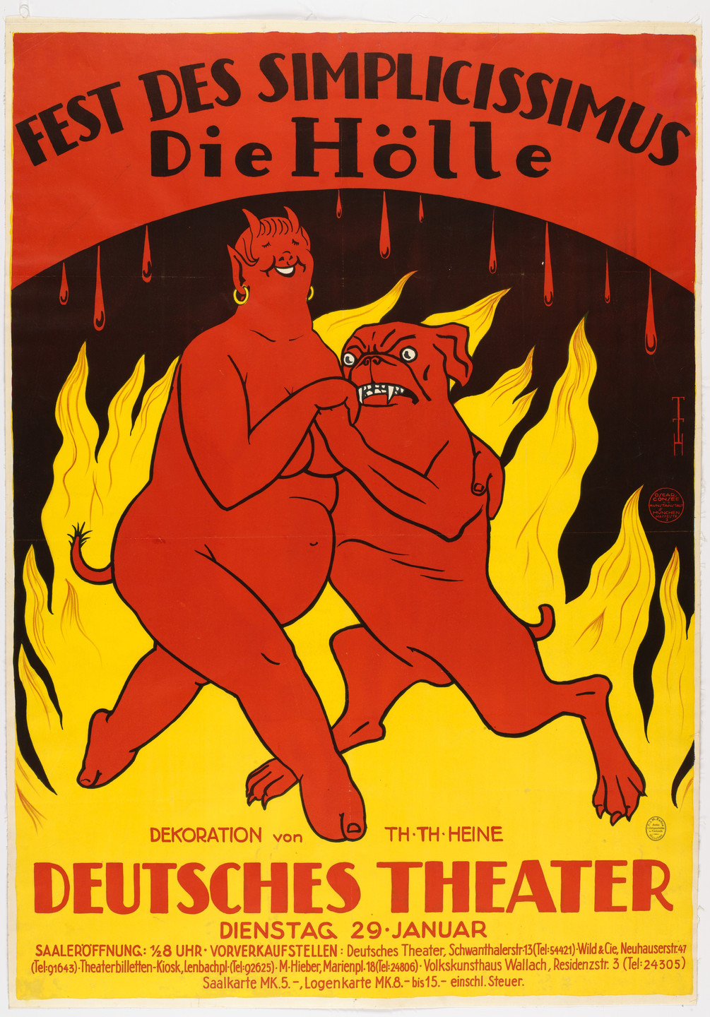 Thomas Theodor Heine. Poster for the Simplicissimus Festival &#34;Hell&#34; (Hölle). 1929