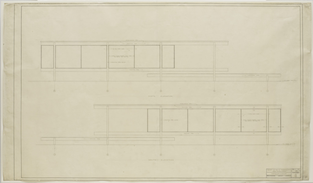 Farnsworth House, Plano, Illinois (Elevations)