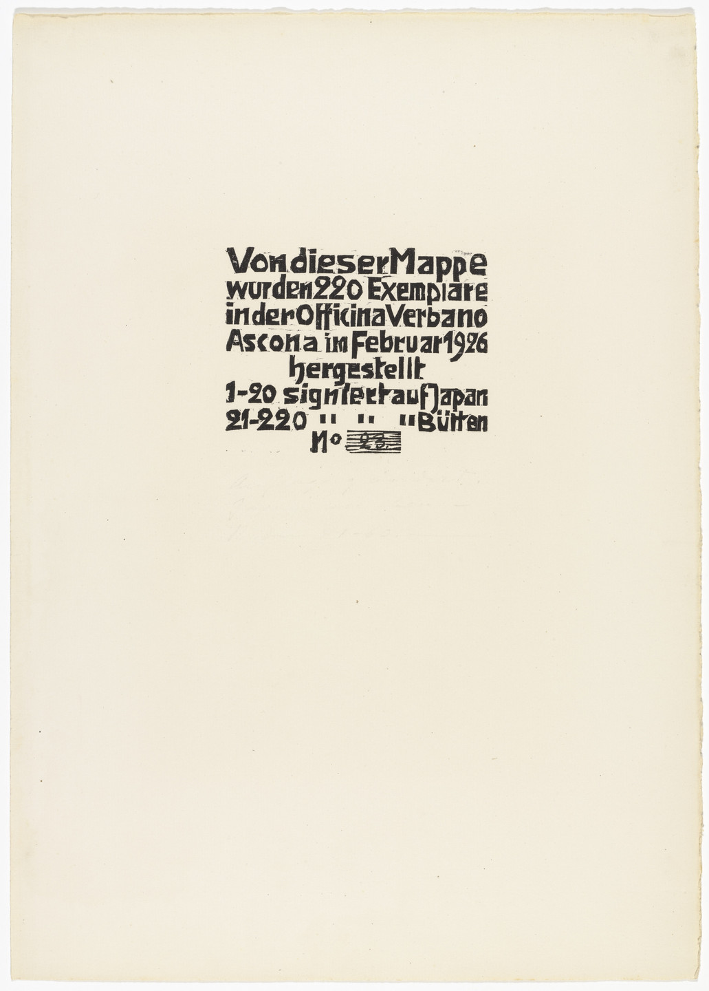 Walter Helbig. Colophon (Kolophon) from 16 Woodcuts (16 Holzschnitte). (1926)