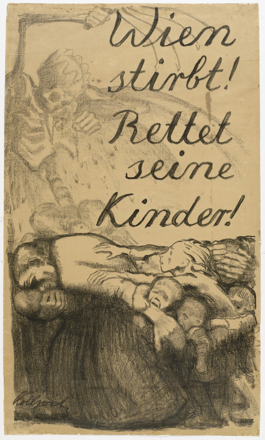 Käthe Kollwitz. Vienna Is Dying! Save Its Children! (Wien stirbt! Rettet seine Kinder!). 1920
