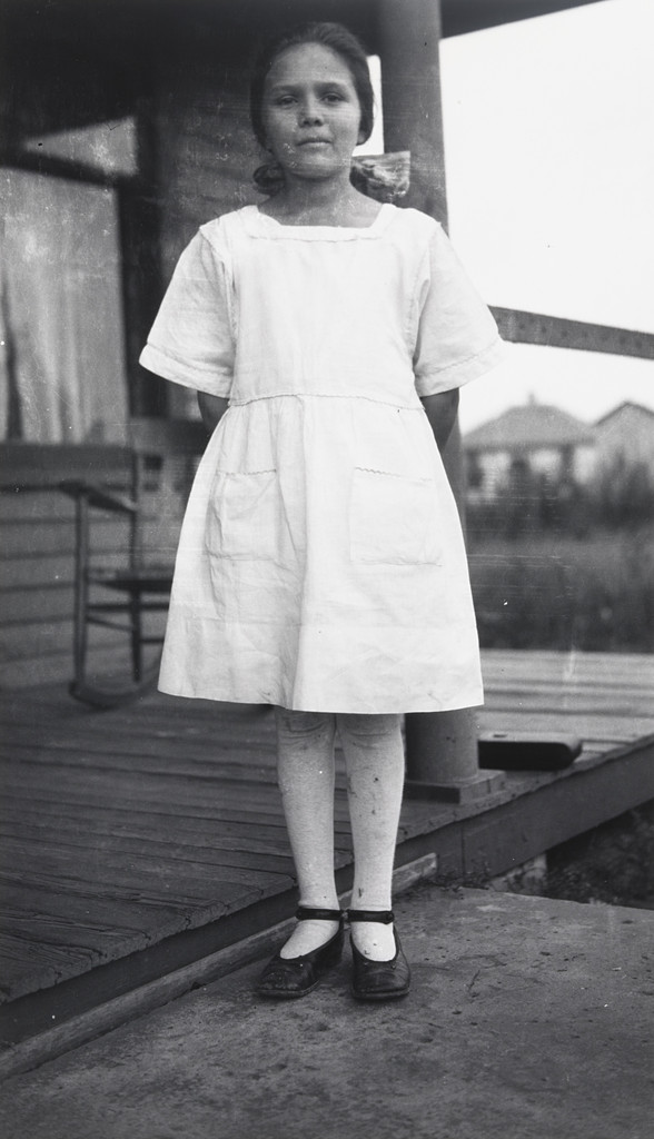 Nellie Whiting in Front of Porch