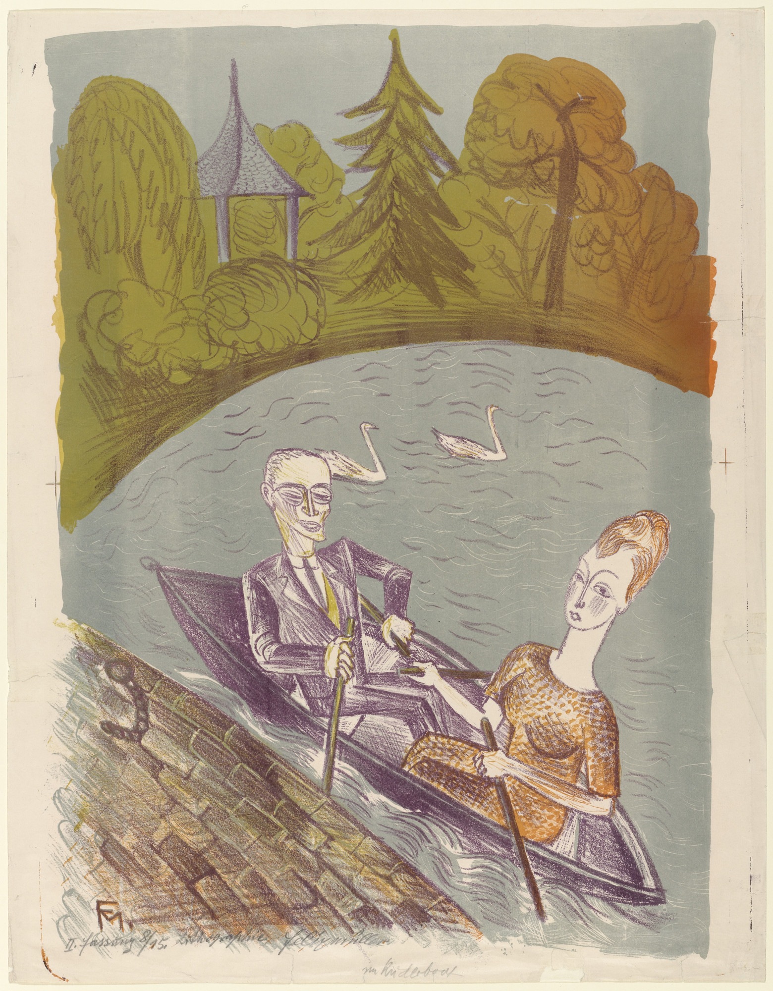 Conrad Felixmüller. In the Rowboat
