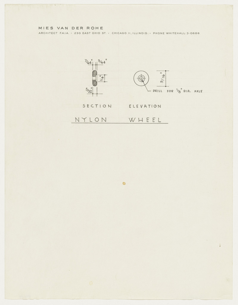 Farnsworth House, Plano, Illinois (Nylon wheel. Section, elevation)