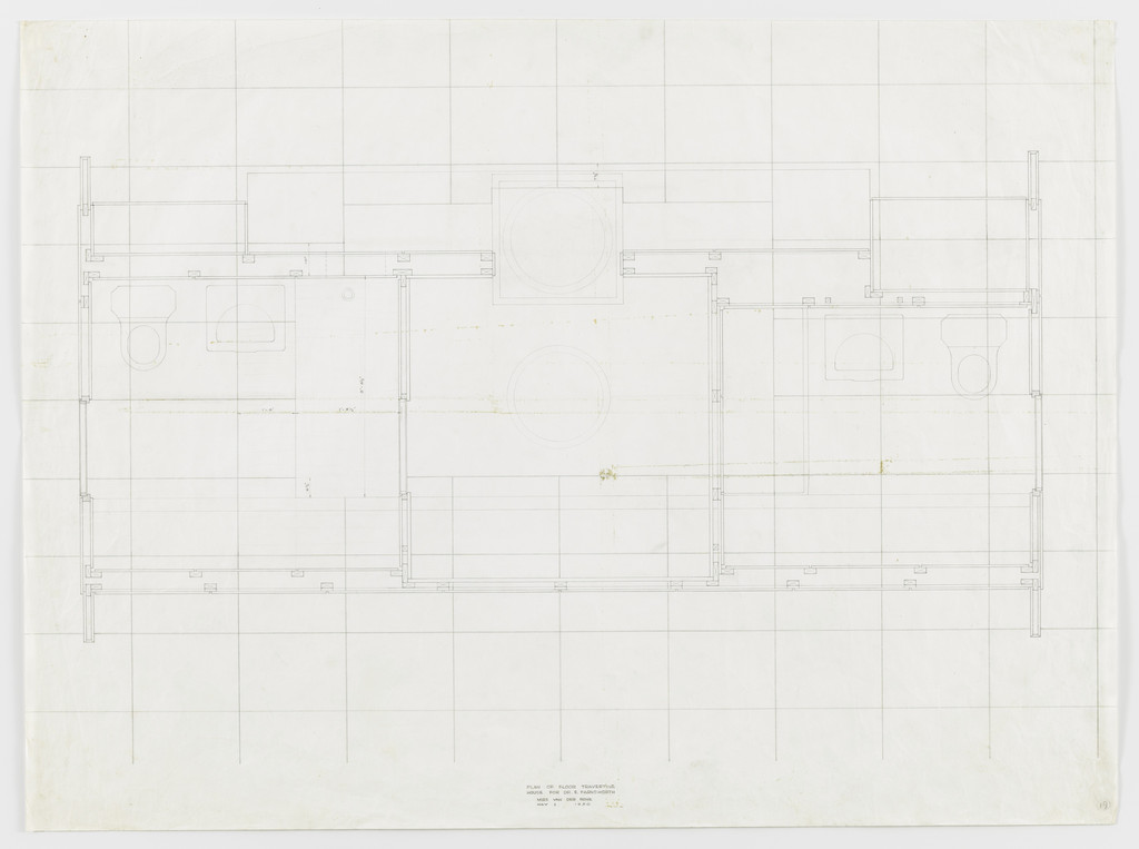 Farnsworth House, Plano, Illinois (Plan of floor travertine)