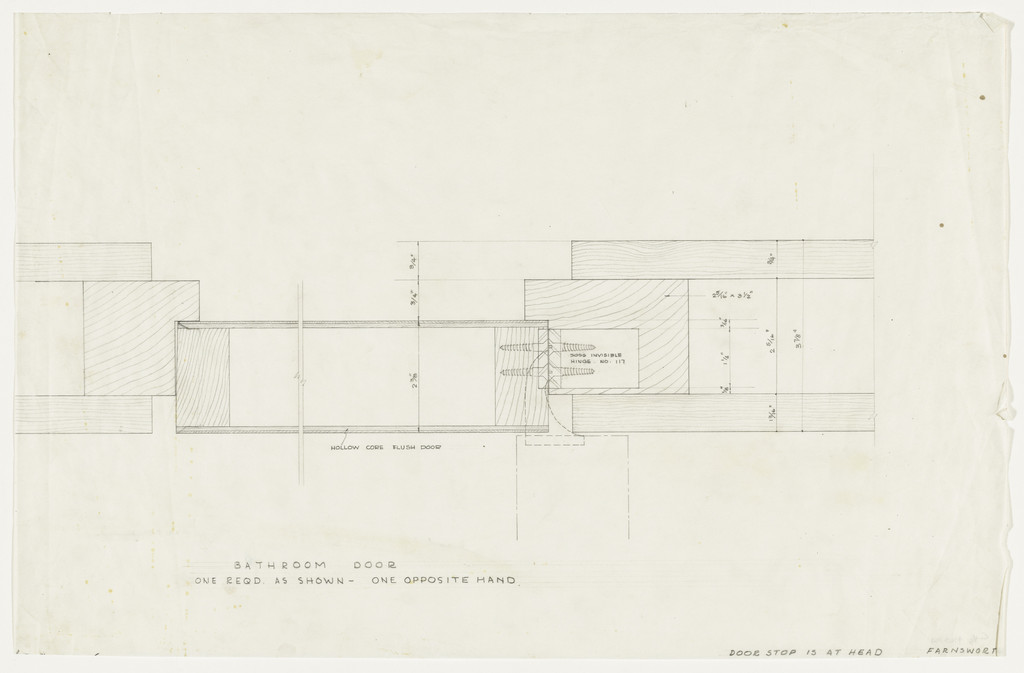 Farnsworth House, Plano, Illinois (Bathroom door. Section.)