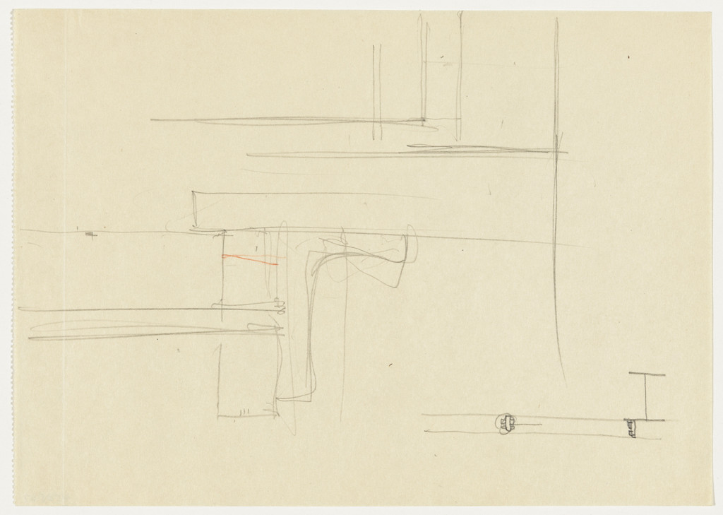 Farnsworth House, Plano, Illinois (Structural detail. Sketch)