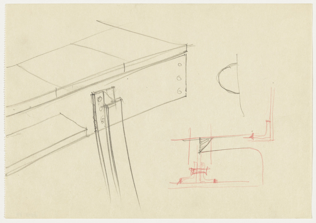 Farnsworth House, Plano, Illinois (Terrace. Perspective, section)